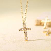 Pendentif connecteur latéral en or jaune 9K AU375 avec moissanite, petit charme croix pour la fabrication de bracelets et colliers
