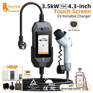 เครื่องชาร์จรถยนต์ไฟฟ้าแบบพกพา Feyree 3.5kW GBT 16A สายยาว 5 เมตร มาตรฐานจีน สำหรับรถยนต์พลังงานใหม่ พร้อมหน้าจอสัมผัสขนาด 4.3 นิ้ว - Product Image 1