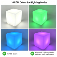Mini lampe cube LED 10 cm rechargeable IP65, lumière de nuit intérieure/extérieure pour la décoration de bureau