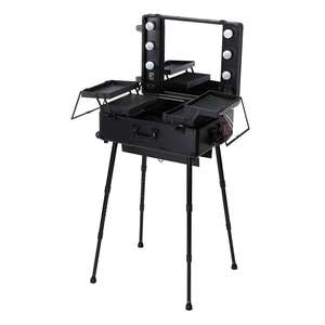 Universal Trolley <strong>on</strong> <strong>Wheels</strong> Rolling Train <strong>case</strong> Beauty Box Vanity <strong>case</strong> Leather <strong>Makeup</strong> Trolley <strong>case</strong> With Lights - Product Image 2