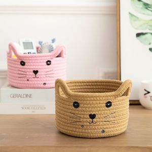Panier de rangement pour jouets d'enfants, organisateur tressé avec oreilles décoratives, panier mignon pour jouets d'animaux, panier en corde de coton pour cadeaux, boîte de rangement pour jouets - Product Image 5