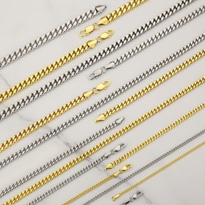 USA 8mm 5mm 3mm Miami Collier Hip Hop Bijoux Cadeaux Hommes Femmes 14K Or PVD Plaqué 316L Chaîne à maillons cubains en acier inoxydable - Product Image 6