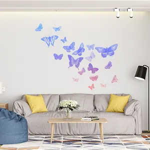 Personalizado sala de estar dormitorio redondo decoración pared calcomanía mariposa pared pegatina para decoración del hogar