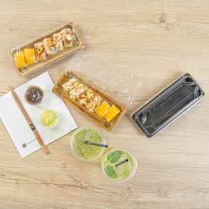 Bandeja Rectangular Desechable de Plástico PET para Sushi con Tapa Transparente Antivaho, Caja de Empaque para Comida para Llevar con Impresión UV Personalizada - Product Image 3