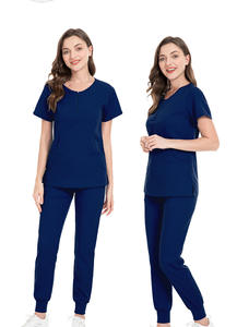 Logotipo personalizado elástico Hospital Scrub ropa <span class=keywords><strong>de</strong></span> <span class=keywords><strong>trabajo</strong></span> estético médico enfermera <span class=keywords><strong>uniformes</strong></span> Top y pantalones para médicos - Product Image 6