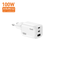 Chargeur rapide avec prise britannique, 3 ports, multi-charge, 100W, GaN, charge rapide, certifié PD 3.2, ROHS, pour les chargeurs d'iPhone, OnePlus, Oppo