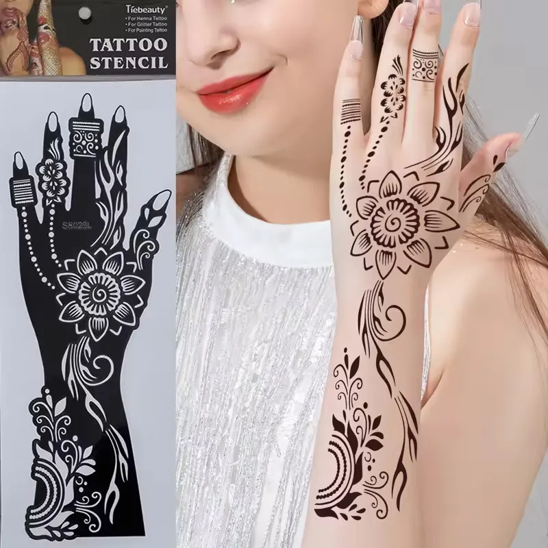 Nuovo prodotto mano polso henné pittura Stencil riutilizzabile India Henna Mehndi tatuaggio henné disegni Stencil