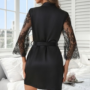 <span class=keywords><strong>Robe</strong></span> de mariée en dentelle satinée pour femmes <span class=keywords><strong>Robe</strong></span> de douche nuptiale personnalisée lisse pour les occasions de nuit-Été Automne <span class=keywords><strong>Printemps</strong></span> <span class=keywords><strong>Mariage</strong></span> - Product Image 4