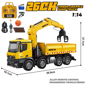 Huina 1538 1/14e 3in1 alliage <span class=keywords><strong>RC</strong></span> ingénierie <span class=keywords><strong>camion</strong></span> à benne basculante 26CH grue bras de Rotation bois <span class=keywords><strong>camion</strong></span> à main - Product Image 2