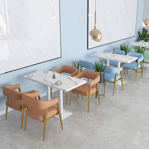 Conjunto de Mesa y Sillas para Restaurante de Comida Rápida, Muebles de Comedor Comerciales Duraderos para Cafetería <span class=keywords><strong>Bistro</strong></span> - Product Image 1