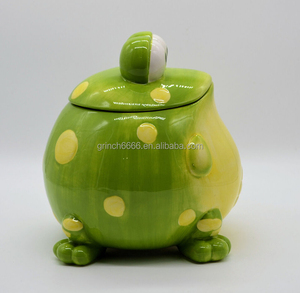 2025 gốm ếch Cookie Jar món quà hiện đại trắng gốm Cookie lưu trữ Jar động vật tượng Bảng trang trí nhà - Product Image 5