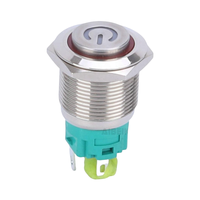 Interrupteur à bouton-poussoir momentané à tête haute en métal éclairé par LED de 19 mm, étanche IP65/IP67, 12V-250VAC 1NO1NC