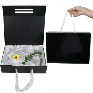 Boîte cadeau magnétique de luxe en satin avec logo personnalisé pour perruques, utilisation alimentaire, matériaux recyclés, pelliculage brillant - Product Image 1