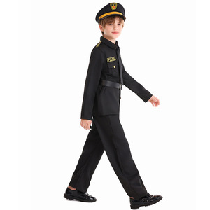 Costume d'Halloween pour enfant Costume de policier noir professionnel pour garçon Cosplay lors des fêtes et des vacances - Product Image 3