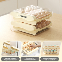UFORU Double Couches Transparent Boîte de Rangement Réfrigérateur Porte-Œufs en Plastique Distributeur Rack de Rangement pour Œufs