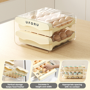 Uforu Hai Lớp Rõ Ràng Tủ Lạnh Container Hộp Trứng Khay Chủ Nhựa Dispenser Trứng Lưu Trữ Giá - Product Image 3