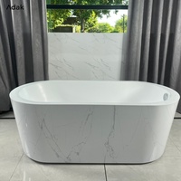 Baignoire autoportante portable écologique pour adultes Adak AK-1001, style moderne, surface solide, drain intégré, baignoire ovale pour immersion intérieure, 60 gallons+