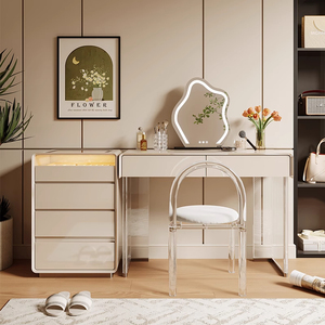 Tocador Beige moderno de alta calidad, tocador de madera de estilo crema <span class=keywords><strong>con</strong></span> <span class=keywords><strong>espejo</strong></span> <span class=keywords><strong>para</strong></span> <span class=keywords><strong>niñas</strong></span>, muebles populares <span class=keywords><strong>para</strong></span> el hogar, sillas cómodas - Product Image 3
