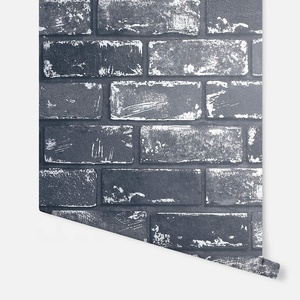 Rouleaux de papier peint autocollant imperméable en pvc, 5 m, <span class=keywords><strong>noir</strong></span> <span class=keywords><strong>et</strong></span> <span class=keywords><strong>blanc</strong></span> effet brique, décoration murale de <span class=keywords><strong>chambre</strong></span> à coucher - Product Image 1