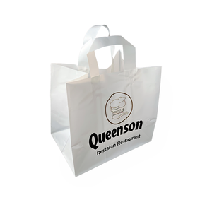 Supermarché vente en gros en usine sac à emporter étanche en plastique avec logo personnalisé avec poignée à boucle souple - Product Image 1