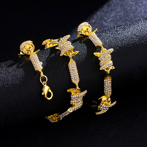 RQ nouvelle chaîne à maillons cubains glacés pour hommes et femmes, colliers <span class=keywords><strong>de</strong></span> rappeur, Bracelets Hip Hop pour hommes et femmes, bijoux populaires en strass - Product Image 5