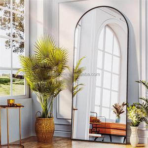 Tùy Chỉnh Lớn Đầy Đủ Chiều Dài Mặc Quần Áo Tường Gương Vàng Đen Kim Loại Khung Sàn Gương Cho Phòng Khách - Product Image 3