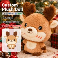 Jouet en peluche de Noël personnalisé à réponse rapide, fabrication OEM/ODM, renne en peluche doux, personnage de dessin animé sur mesure