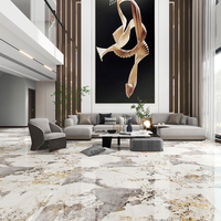 Carreaux de sol en porcelaine polie de luxe antidérapants de 9 mm d'épaisseur, texture pierre, 600x1200 mm, haut de gamme, pour villa, chambre, cour, supermarché