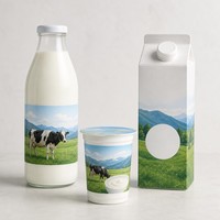 Etichetta personalizzata per bottiglie di latte, adesivo per prodotti lattiero-caseari, etichetta adesiva per alimenti per bottiglie di latte, confezionamento di prodotti lattiero-caseari