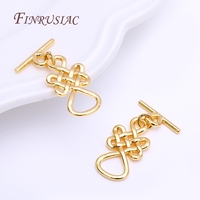 18K Plaqué Or OT Fermoir Bracelet Collier Composants Laiton Chinois Noeud Fermoirs à Bascule pour DIY Bijoux Artisanat