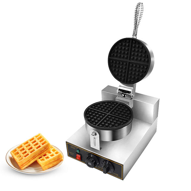 Electric Non-stick Single Waffle Maker with Timer & Temperature Control 7'' Diameter Commercial Belgian Waffle Baker