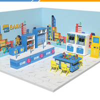 Banque en bois commerciale pour enfants, jeu de rôle de caissier, équipement de jeu d'intérieur, compteur d'argent personnalisé