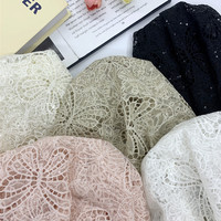Tissu en dentelle polyester imitation coton avec broderie laser 3D motif grand papillon et sequins fantaisie pour robes de mariée