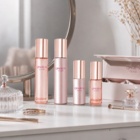 Flacon de parfum en verre transparent rose de haute qualité de 10 ml, flacon de parfum à bille en métal rond de 5 ml pour huile essentielle