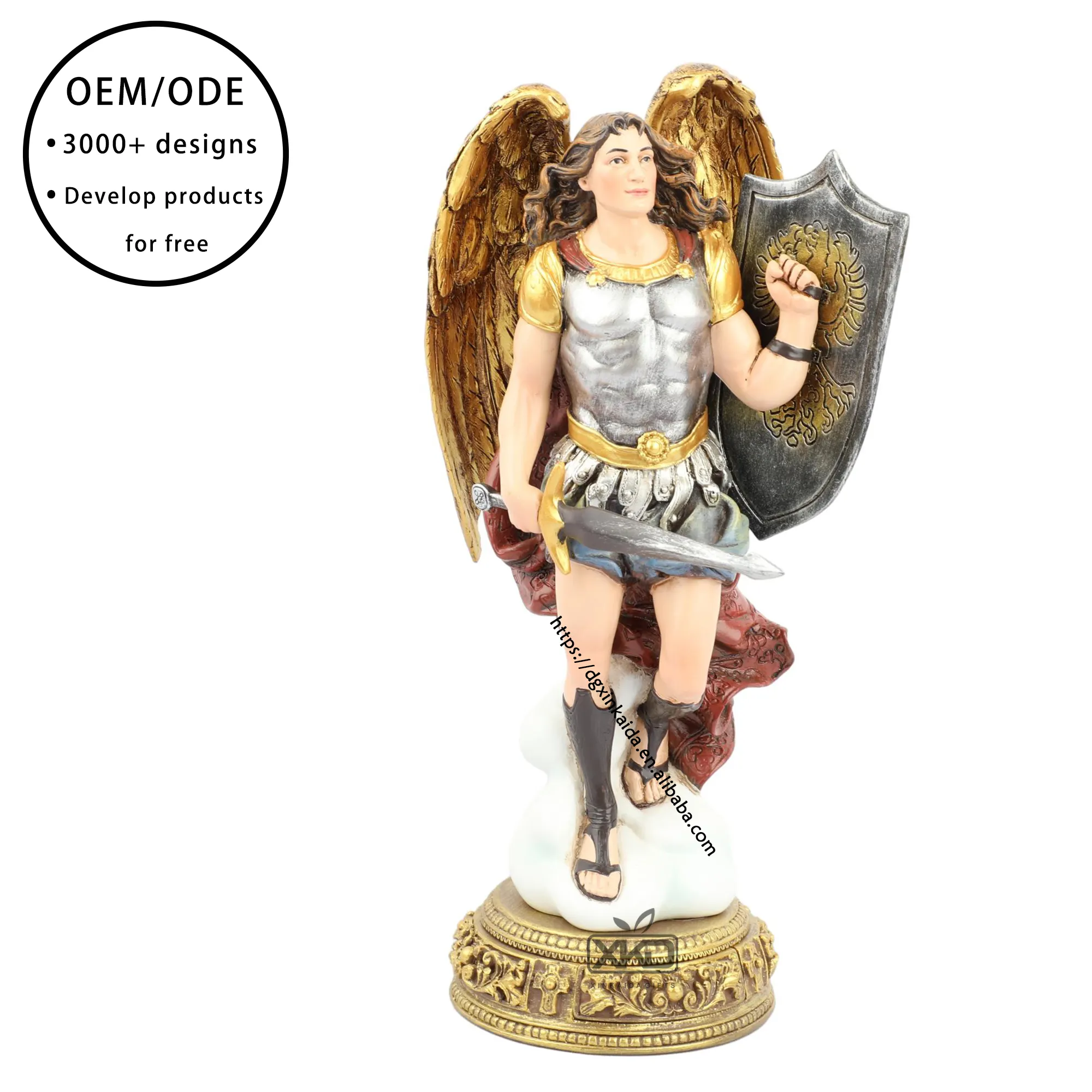 Factory wholesale catholic religious statues resin decor aube st. michael the archangel angel statue