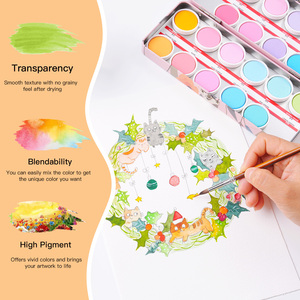 Ensemble de peinture à l'<span class=keywords><strong>aquarelle</strong></span> professionnelle non transparente de 24 couleurs avec boîte en métal pour le dessin en plein air, la peinture de voyage, les illustrateurs - Product Image 3