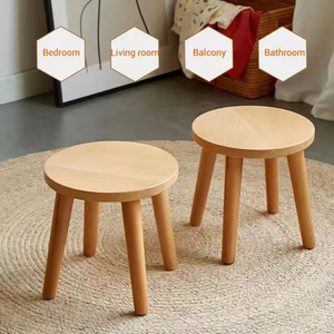 Tabouret à chaussures carré en bois massif de hêtre, couleur naturelle, style nordique, le plus vendu, écologique, durable, moderne, pour salon et chambre - Product Image 1