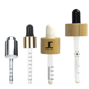 Goutte à goutte en verre gradué de haute qualité 18/410 avec pipette graduée en silicone, bouchon en <span class=keywords><strong>plastique</strong></span> avec logo - Product Image 1