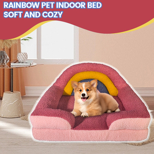 SUREWALHOME Cama para mascotas de moda, sofá para mascotas arcoíris, sofá para cachorros, silla con cojín cómodo, sofá ortopédico para perros y gatos - Product Image 5