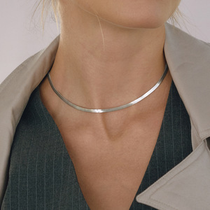 Stainless Steel <b>Snake</b> <b>Chain</b> Necklace For Women Elegant Clavicle <b>Chain</b> Party Gift Jewelry Simple Fashionable Design <b>Silver</b> Color - Product Image 3