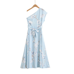 Vestido Casual Holgado Sin Mangas de Gasa Transpirable con Escote Asimétrico Liso, Nueva Colección Verano 2026 - Product Image 5