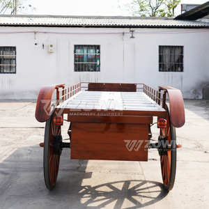 Carroza Fúnebre Abierta de Madera con Aspecto Retro, Arrastrada por Caballos, con Cuatro Ruedas Grandes de Múltiples Radios para Ceremonias - Product Image 2
