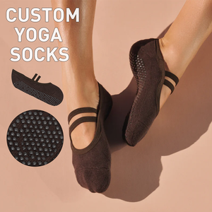 Chaussettes de yoga antidérapantes en coton avec sangle antidérapante pour femmes Chaussettes de ballet Chaussettes de pilates à emballage personnalisé - Product Image 1