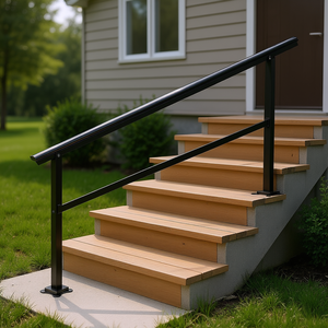 Rampe d'escalier extérieure en aluminium 60 x 35 pouces pour 4-5 marches avec capacité de charge de 165 lb, design contemporain - Product Image 2