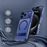 Étui de téléphone avec béquille magnétique pour iPhone 18 17 16 15 Pro Max Air, support métallique invisible, coque de téléphone antichoc