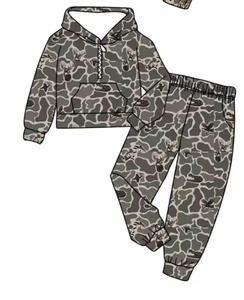 Ensemble 2 pièces pour enfants : sweat à capuche camouflage et pantalon de jogging décontracté à manches longues - Product Image 5