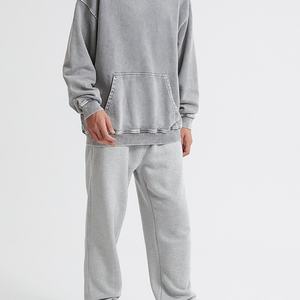 เสื้อฮู้ดดี้ผู้ชายคุณภาพสูงสั่งทำพิเศษสำหรับฤดูหนาว ผ้าฝ้าย 100% ทรงโอเวอร์ไซส์ ซักเคลือบแบบวอช หนานุ่ม สีซีดแบบซันเฟด - Product Image 3