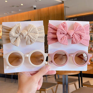 Gafas de Sol con Bandas Elásticas para el Cabello, Diseño de Diadema de Nailon para Bebés, Gafas de Sol Redondas con Lazo para Niños - Product Image 4