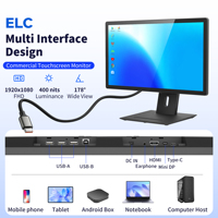 Écran tactile PC 21,5 pouces FHD USB B HDMI Type C VESA pour mini PC, ordinateur portable et intégration avec hôte