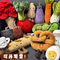 Porte-clés en peluche Jellcat créatifs et mignons, figurines de légumes (brocoli, chou), gâteau aux fruits, pendentifs jouets en peluche